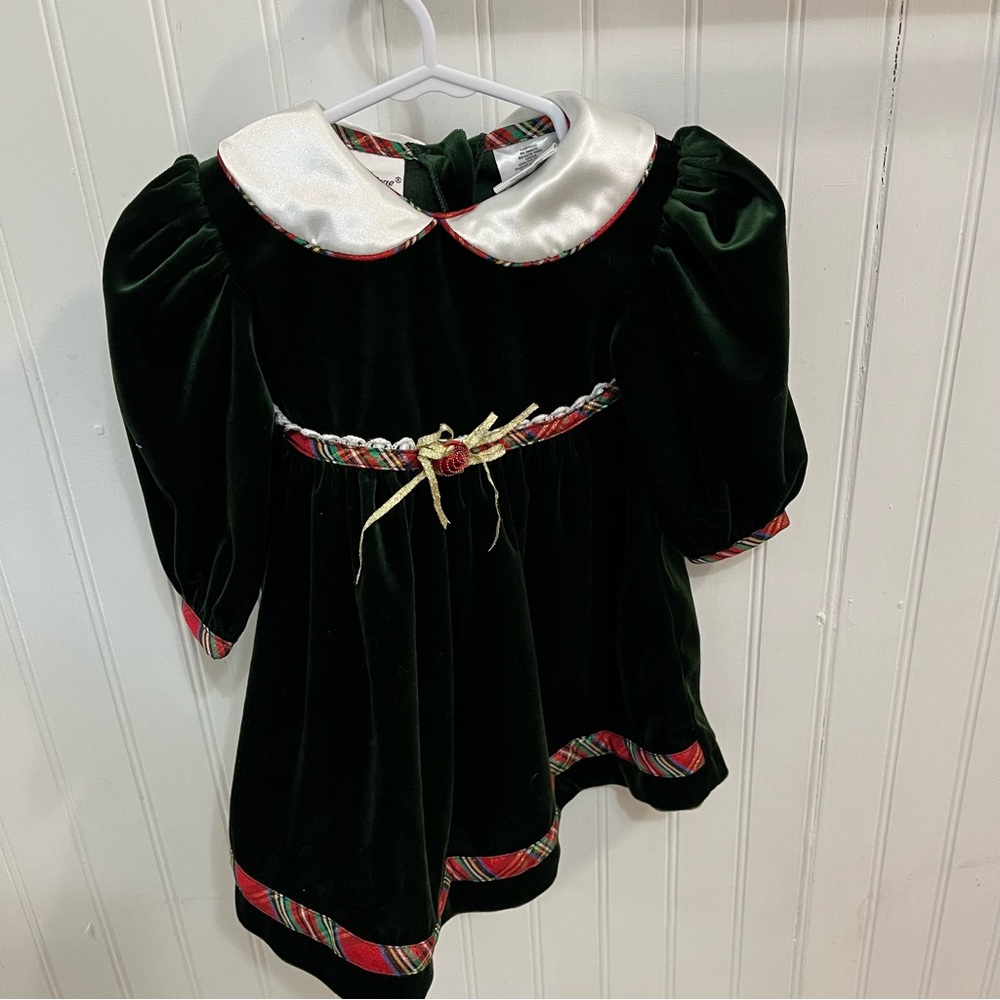 Vintage Elegant Green Velvet Kids Costume Dress